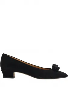 Туфли Vara Bow 30 на блочном каблуке Ferragamo, черный