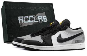 Jordan 1. Износостойкие низкие винтажные баскетбольные кроссовки унисекс, цвет черный-серый