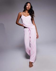 Пижамный комплект из топа и брюк из модала Boux Avenue Stripe в розовой гамме