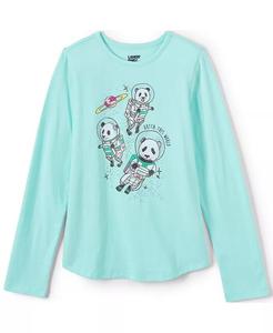 Футболка с длинными рукавами и рисунком для девочек Lands' End, синий