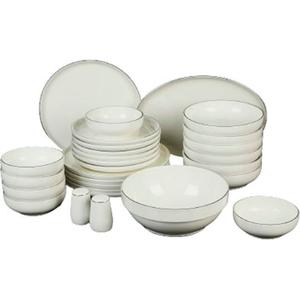 Комплект посуды Milan с серебристой каймой, каждый предмет уникален Mulex, Weiß mit Silberrand