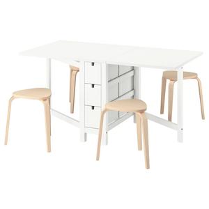 Стол и 4 стула NORDEN/KYRRE IKEA, 26/89/152 см, цвет white/birch