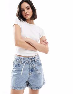 Джинсовые шорты JJXX с завязкой на талии светло-голубого цвета
