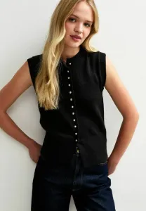 Жилет с круглым вырезом и контрастными пуговицами New Look, Black