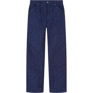 Брюки прямого кроя в стиле барокко Versace, синий