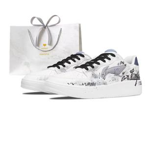 Li-Ning Sycee V3 Dirty White, Spicy Space Leather Abrasion Resistant низкие скейтборд кроссовки мужские Gray