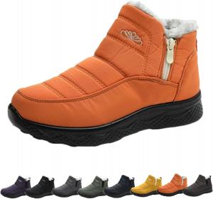 Женские теплые зимние ботинки, зимние ботинки с теплой меховой подкладкой, водонепроницаемые ботинки на каждый день, удобные уличные ботинки с противоскользящей подошвой Generic, Orange