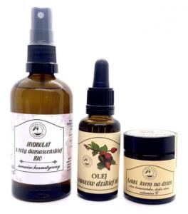 набор «Роза»: легкий дневной крем «Сенсуальная роза» + гидролат дамасской розы + масло плодов дикой розы Z natury lepsze