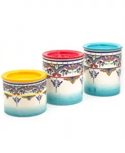 Набор из 3 банок для хранения продуктов Zanzibar Kitchen Storage Jars Euro Ceramica, мультиколор