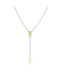 Изящное религиозное ожерелье-четки в виде ангела-хранителя с белым искусственным жемчугом из позолоченной латуни Bling Jewelry, gold