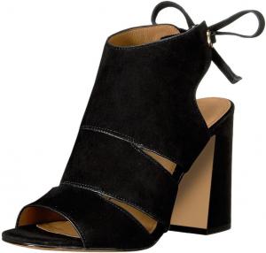 Женские ботильоны YDN с открытым носком, босоножки с ремешком на пятке, массивный каблук, повседневные ботинки на шнуровке, Black