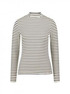 Zero Полосатая рубашка со стоячим воротником, кремово-черного цвета