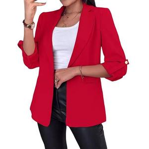 Женский длинный пиджак с открытой полой для офиса Xuba, Red
