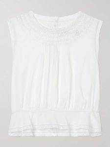 Топ Lilibet из органического хлопка с вуалью и кружевной отделкой, защипами Dôen, белый