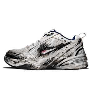 Nike Air Monarch 4 Gothic Knight устойчивые к истиранию увеличивающие рост низкие массивные кроссовки unisex black white