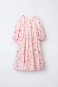 Платье с цветочным кружевом Zara, пастельно-розовый