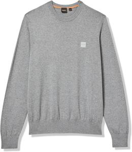 BOSS Мужской свитер из хлопковой смеси с квадратным логотипом, Snowflake Grey