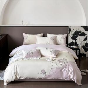 Generic Комплект постельного белья из египетского хлопка 1000TC с вышивкой цветами роз в стиле французской принцессы One Color