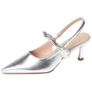 Туфли на тонком каблуке 5 см, женские, серебристые Varib, Silver