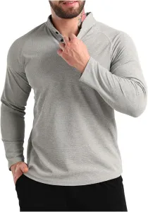 Мужская футболка-поло с длинным рукавом и вафельной фактурой