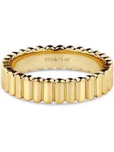 Кольцо с ребристым узором из позолоченного серебра 925 пробы, размер 8 Devata, gold