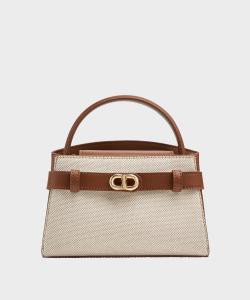 Двухцветная холщовая сумка Aubrielle с верхней ручкой Charles & Keith, цвет Taupe Canvas