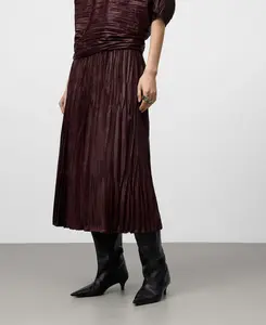 Юбка из фактурной ткани, имитирующей кожу Adolfo Dominguez, бордовый