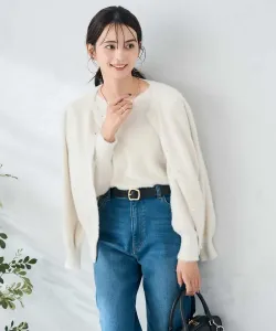 Кардиган с круглым вырезом и блестками, покрытый ворсом Avv, цвет Ivory