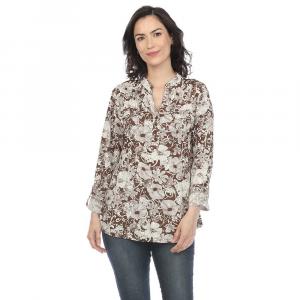Плиссированная блузка с длинными рукавами и цветочным принтом WM Fashion, коричневый