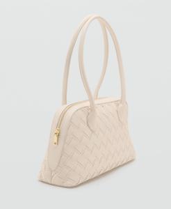 Женская плетеная сумка для боулинга MANGO, Off White