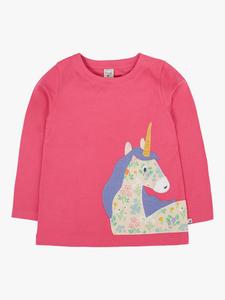 Детская футболка Anna с длинными рукавами из хлопка Frugi, Rose/Unicorn