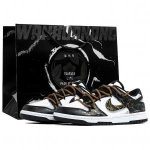 Nike Dunk Wan Hua Nong, Black Friday Scale, Shopping Bag Abrasion Resistant Low top Skateboard Shoes Men's Black White