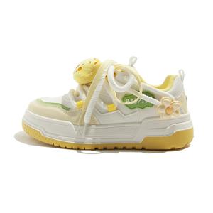 BEIER Женские противоскользящие износостойкие низкие скейтерские кеды Beige Yellow C Cheese, цвет Beige Yellow C Cheese
