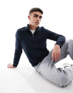 Тонкая толстовка Lyle & Scott с застежкой-молнией на четверть оборота, темно-синего цвета