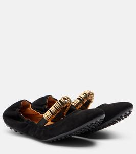 Дизайнерские замшевые балетки Mary Jane Tod's, черный