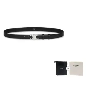 CELINE Средний пояс Triomphe из кожи телёнка, Black