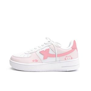 XTEP Кроссовки Air Force One износостойкие и легкие, низкие, для скейтбординга, женские, белые, розовые