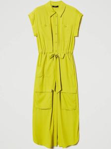 Платье-рубашка макси из крепа TWINSET, желтый