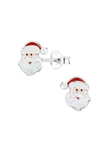 Alexander York Серьги с изображением Санта-Клауса, серьги-гвоздики из серебра 925 пробы, комплект из 2 штук