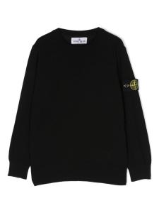 Stone Island Junior джемпер с круглым вырезом и логотипом Compass, черный