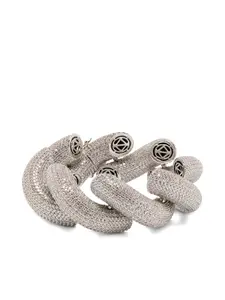 Браслет с плетением и инкрустацией (паве) Eddie Borgo, серебряный