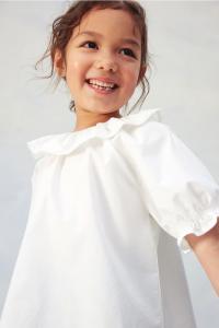 Хлопковая блузка с воланным воротником H&M, белый