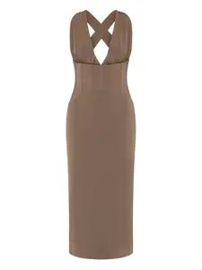 Платье миди Misha с корсетом Rebecca Vallance, коричневый