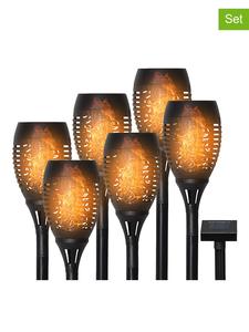 STAR Trading Набор из 6 штук: светодиодный солнечный фонарь "Пламя" черного цвета - высота 50 см