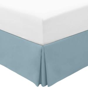 Mellanni Юбка для кровати, приталенная, со складками и оборкой, устойчивая к смятию, выцветанию и пятнам, цвет Spa Blue, размер Twin (38x75x38 см)