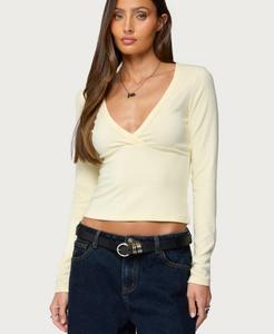 Женская блузка Doron с V-образным вырезом и длинными рукавами Edikted, Yellow