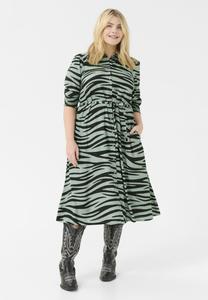 Платье Kaffe Curve Shirt dress, Green Black Animal/Green