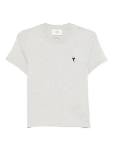 Футболка с вышитым логотипом Ami Paris, серый