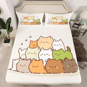 Erosebridal Комплект постельного белья с милыми котиками для детей, кавайный декор комнаты, Beige