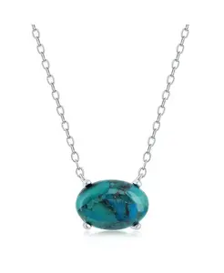Ожерелье из стерлингового серебра с овальной реконструированной бирюзой Simona, turquoise/aqua